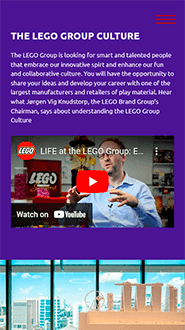 Mobile image of lego website